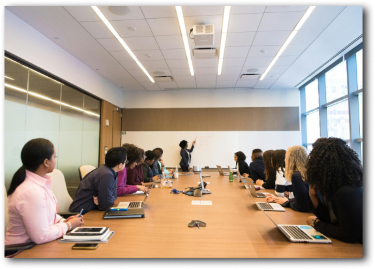 A boardroom full of women