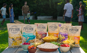 Pipcorn snack bags displayed on a table