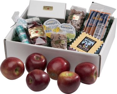 Box of apples and cheese