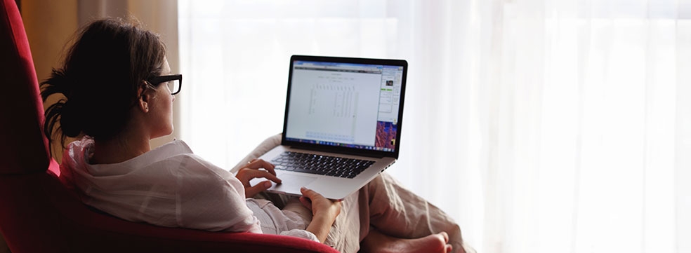 Working from home on the couch