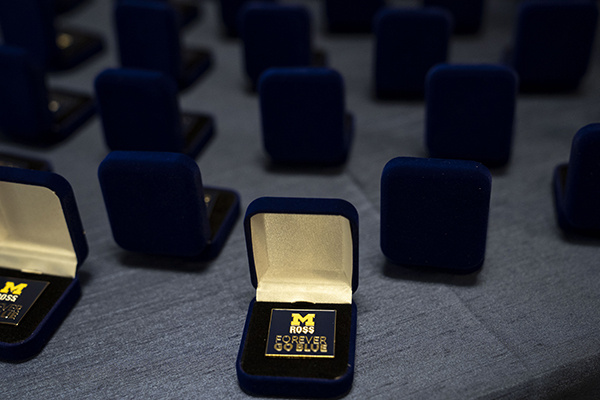 jewelry box displaying M Ross pin