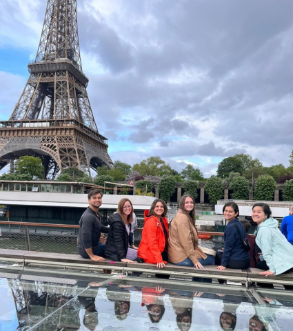 Students on a boat in Paris