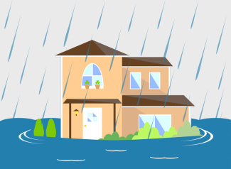 Illustration of house in flood