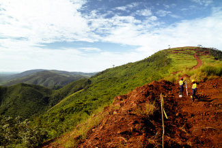 Mining surveyors in Sierra Leone countryside