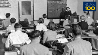 Class at U-M Business school - vintage photo