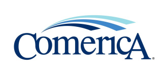 Comerica logo with blue swoosh design above the text.