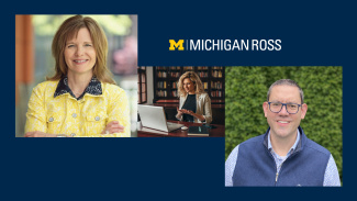 Photos of Lisa Morgan and Scott Egbert with a woman on a laptop
