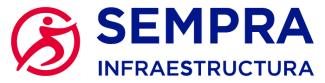 SEMPRA INFRAESTRUCTURA logo with red and blue text and abstract icon.