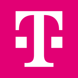 T-Mobile logo White capital letter T on a pink background.