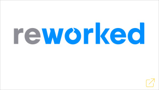 reworked logo in grey and blue with "o" stylized as an arrow