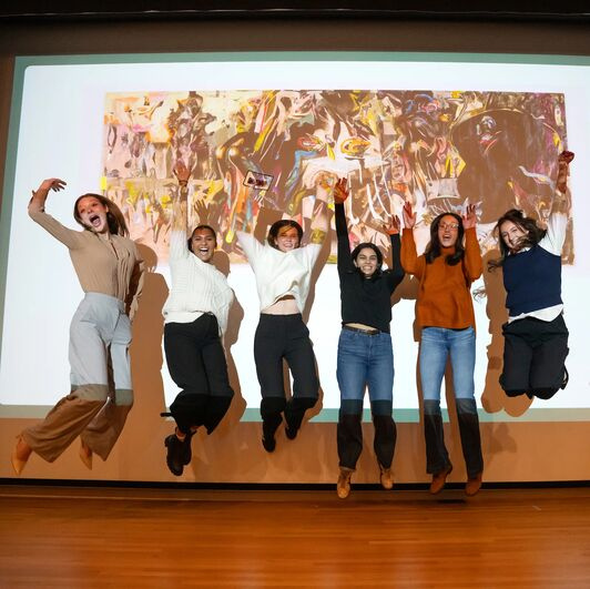 Annika Chinnaiyan, Alisha Gandhi, Annika Gill, Greta Gmazel, Noelle Powers, and Elizabeth Tracy won the UMMAxRoss Art Tank Pitch Competition
