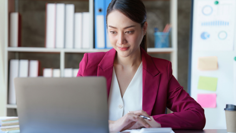 woman working on a laptop