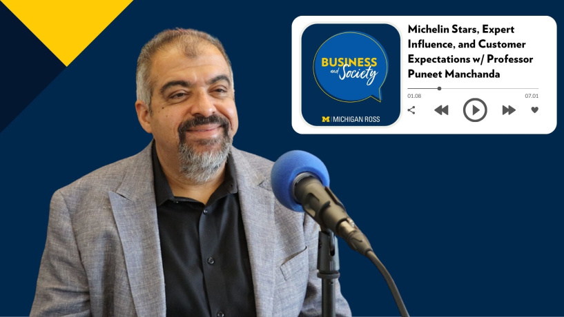 image of professor puneet manchanda while recording a podcast on his new research on the michelin guide