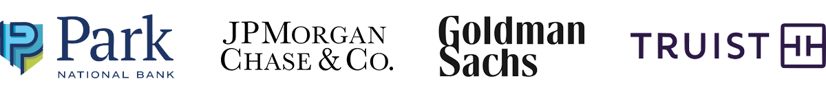 logos for Park National bank, JP Morgan Chase, Goldman Sachs & Truist