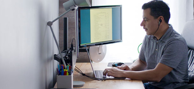 Student working at home