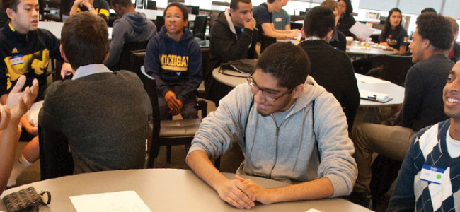 Students at an outreach event