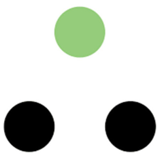 3 dots, 2 black, 1 green