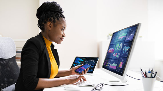 Student working on laptop