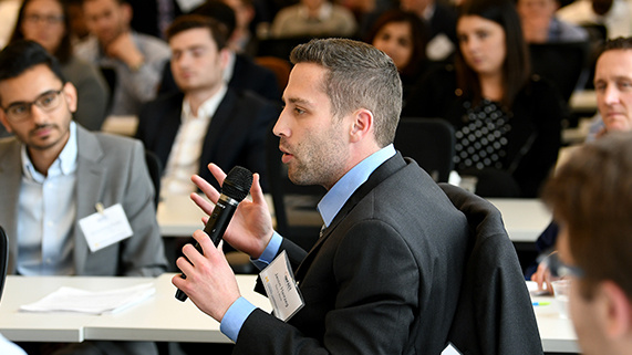 Student talking during workshop