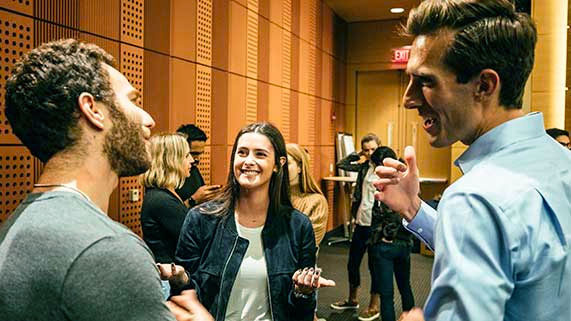 Students talking after a Yaffe event